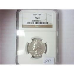1964 WASHINGTON QUARTER NGC PF69