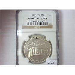 1991-S USO SILVER DOLLAR NGC PF69 ULTRA CAMEO