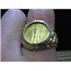 Image 1 : GOLD NUGGET RING W/ 1986 $5  1/10 OZ US GOLD COIN