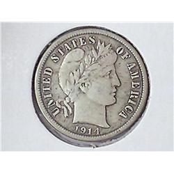 1914 BARBER DIME (VERY FINE)