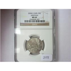 2008-D SMS ARIZONA QUARTER NGC MS69