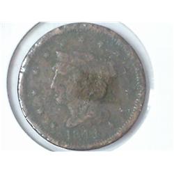 1844 US LARGE CENT CORRODED