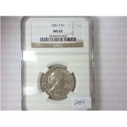1981-P SBA DOLLAR NGC MS65