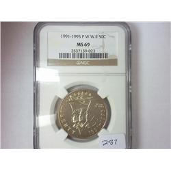 1991-95-P WWII HALF DOLLAR NGC MS69