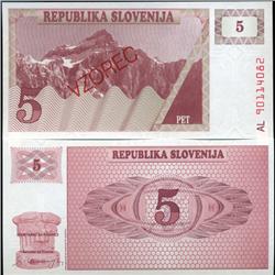 1991 Slovenia 5 T Specimen Crisp Unc Note (CUR-06341)