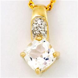 1.14ct Natural Wht Topaz Diamond 9k Gold Pendant (JEW-9271X)