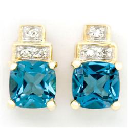 1.56ct London Blue Topaz/Diamond 9K Gold Earrings (JEW-9133X)