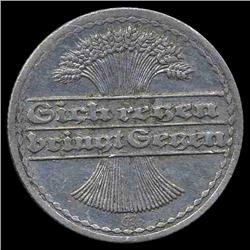 1921 Germany 50pfg MS63 RARE Blundered Mintmark ERROR (COI-8109)
