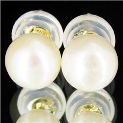 2.89ctw White Pearl 14k Gold Earrings (JEW-2935)