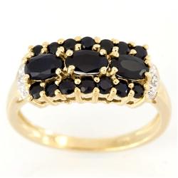 1.52Ct Black Sapphire & Genuine Diamond 9K Ring (JEW-9022X)