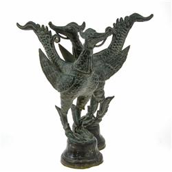 Antique Thai Bronze Suppanahong Bird Pair  (ANT-298)