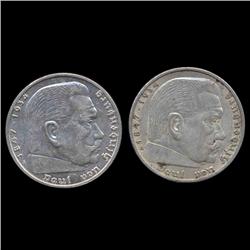 1938A Nazi Germany 5 Mark Hi Grade 2 Pcs (COI-8208)