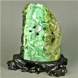 Chinese Dushan Jade Statue Dragon & Ruyi (ANT-1455)