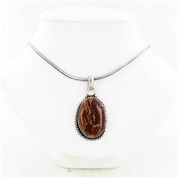 225ct African Jasper German Silver Pendant (GEM-29563)