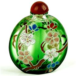 Chinese Painted Peking Glass Blossom Snuff Bottle (ANT-1423)