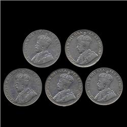 1920s/30s Canada 5c Lot of 5 VF+ (COI-7945)