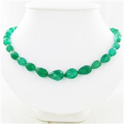 220ct Natural Green Amethyst  Beads Necklace (GEM-29685)