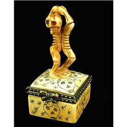 Ox Bone Carving Box Skull Figurine (ANT-1441)