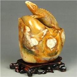 Chinese Shoushan Stone Statue Lizard (ANT-1456)