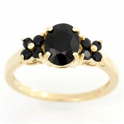 2.20ct Natural Black Sapphire 9k Yel Gold Ring (JEW-9343X)