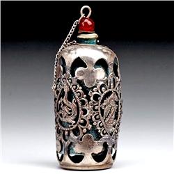 China Tibet Silver Dragon Figure Snuff Bottle (ANT-1425)