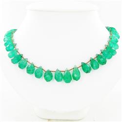 285ct Natural Green Amethyst  Beads Necklace (GEM-29678)
