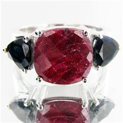 33.41ctw Ruby Sapphire Sterling Ring (JEW-2839)