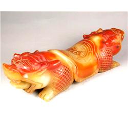 Antique Chinese Jade Statue Foo Dog Pillow (ANT-1475)