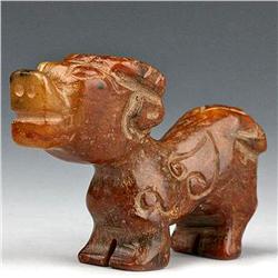 Delicate Chinese Old Xiuyan Jade Carving Monster (ANT-1451)