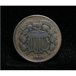 1865 2 Cent Piece Grades VF25