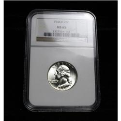 NGC 1948-d Washington Quarter 25c Graded Gem Uncirculated ms65