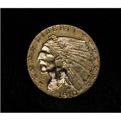 1910-p $2 1/2 Indian Gold Grades Choice Uncirculated ms64