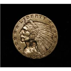 1913-p $2 1/2 Indian Gold Grades ms63++