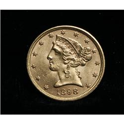 1898-p $5 Liberty Gold Half Eagle Grades Choice Uncirculated ms62