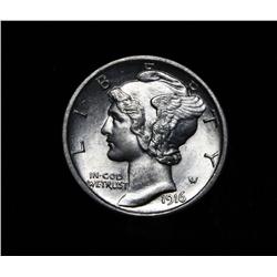 1916-p Winged Liberty Head 'Mercury' Dime 10c Grades ms64 FSB  Complete Full Split Bands