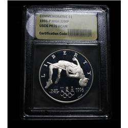 1996-p Olympic High Jump Proof Commemorative Silver Dollar Graded PR70 DCAM