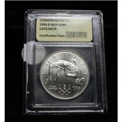 ***RARE   1996-d Olympic High Jump Unc Commem Silver $1 Graded ms70   RARE***