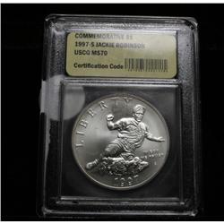 1997-s Jackie Robinson Commemorative Uncirculated Silver Dollar Graded ms70