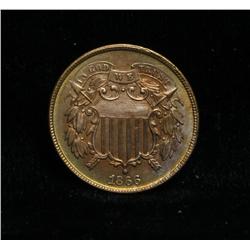 ***RARE  1866 2 Cent Piece grades ms64 RED  RARE***