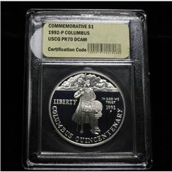 1992-p Columbus Quincentenary Commemorative Proof Dollar Graded PR70 DCAM