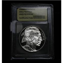 2001-p American Buffalo Proof Silver Dollar Commemorative Graded PR70 DCAM