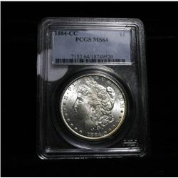 PCGS 1884-cc Morgan Dollar Graded Choice Uncirculated ms64   Spiked 8 variety