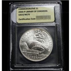 2000-p Library of Congress Commemorative Dollar Graded ms70