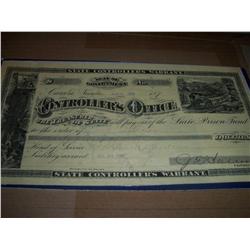 1880 Nevada State Controllers Warrant