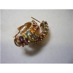 14K Gold Multicolored Stone Earrings