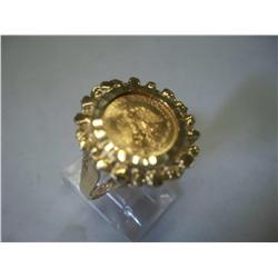 Pure Gold 2.5 Peso Coin in 14K Gold Ring