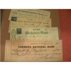 FOUR NEW YORK BANK CHECKS 1863 TO 1925
