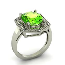 Genuine 4.08 ctw Peridot & Diamond Ring White or Yellow Gold 10kt 4.3g