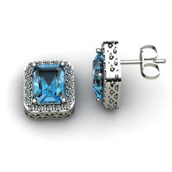 Genuine 3.10 ctw Aqua Marine & Diamond Earring 14kt White or Yellow Gold 3.25g