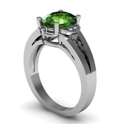 Genuine 1.26 ctw Green  Tourmaline & Diamond Ring White or Yellow Gold 10kt 5.47g